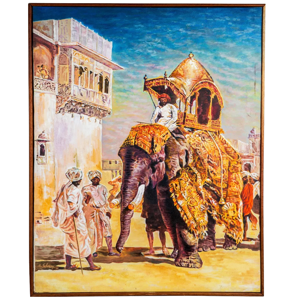 Mangala Arts Elephant Wall Decor Canvas Oil Painting