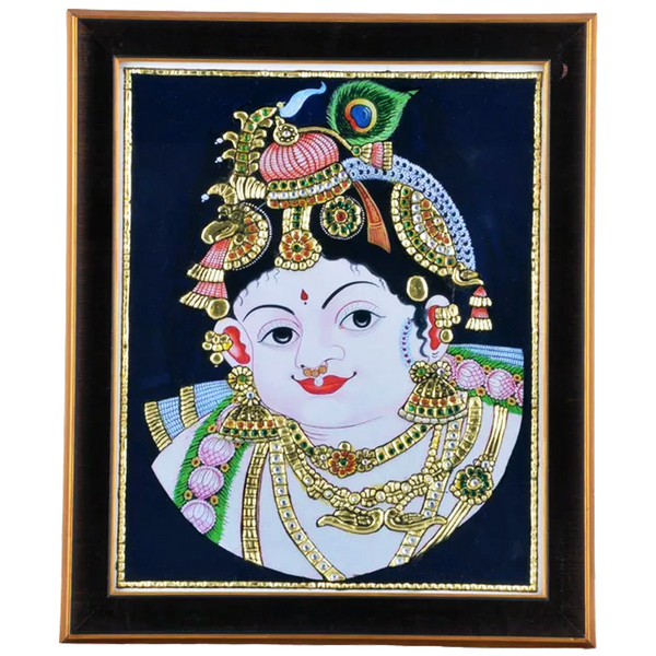 Mangala Arts Face Krishna Tanjore Acrylic Base Painting
