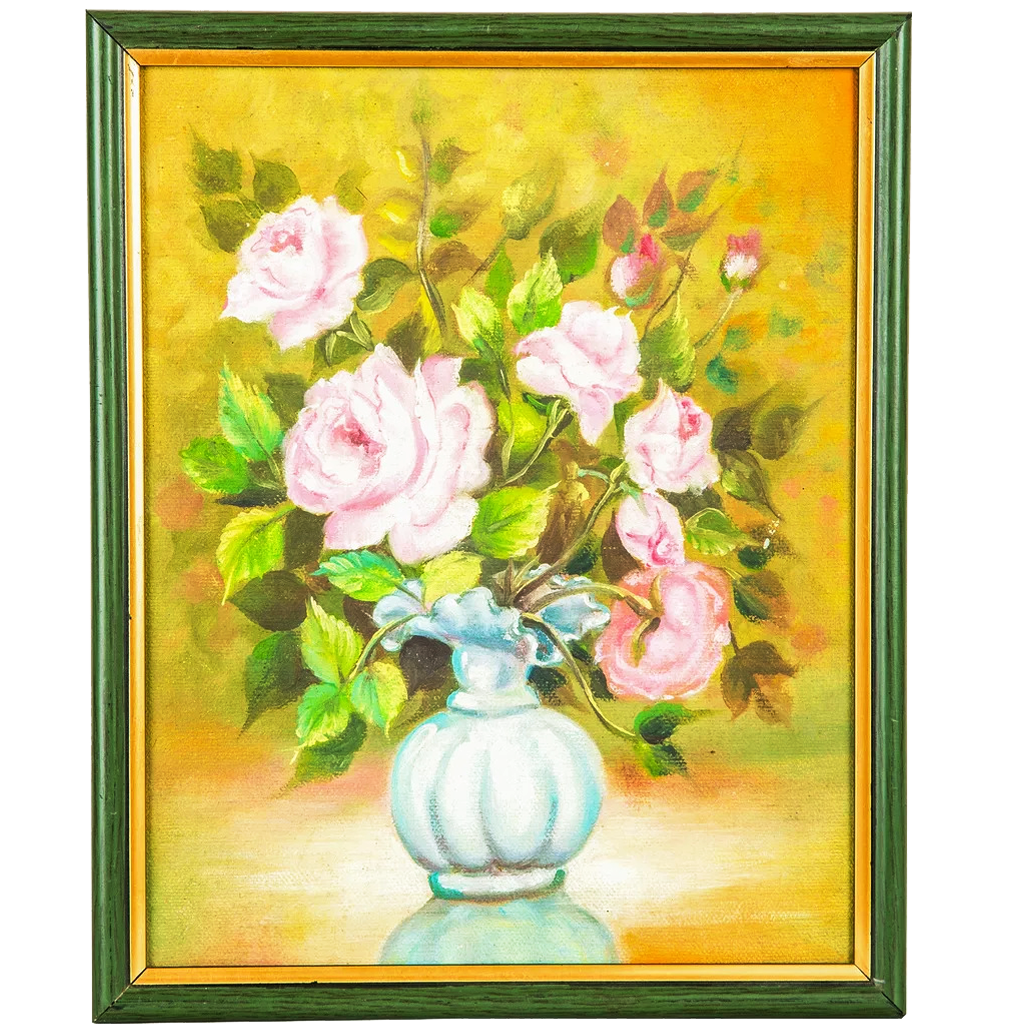Mangala Arts Flower Vase Wall Decor Canvas Oil Painting