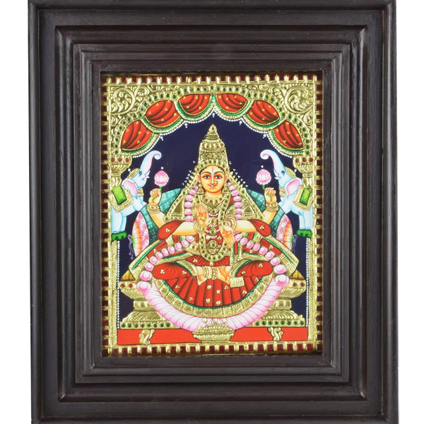 Mangala Art Gaja Lakshmi Indian Traditional Tamil Nadu Culture Tanjore Painting - 33x29cms (13"x11.5")