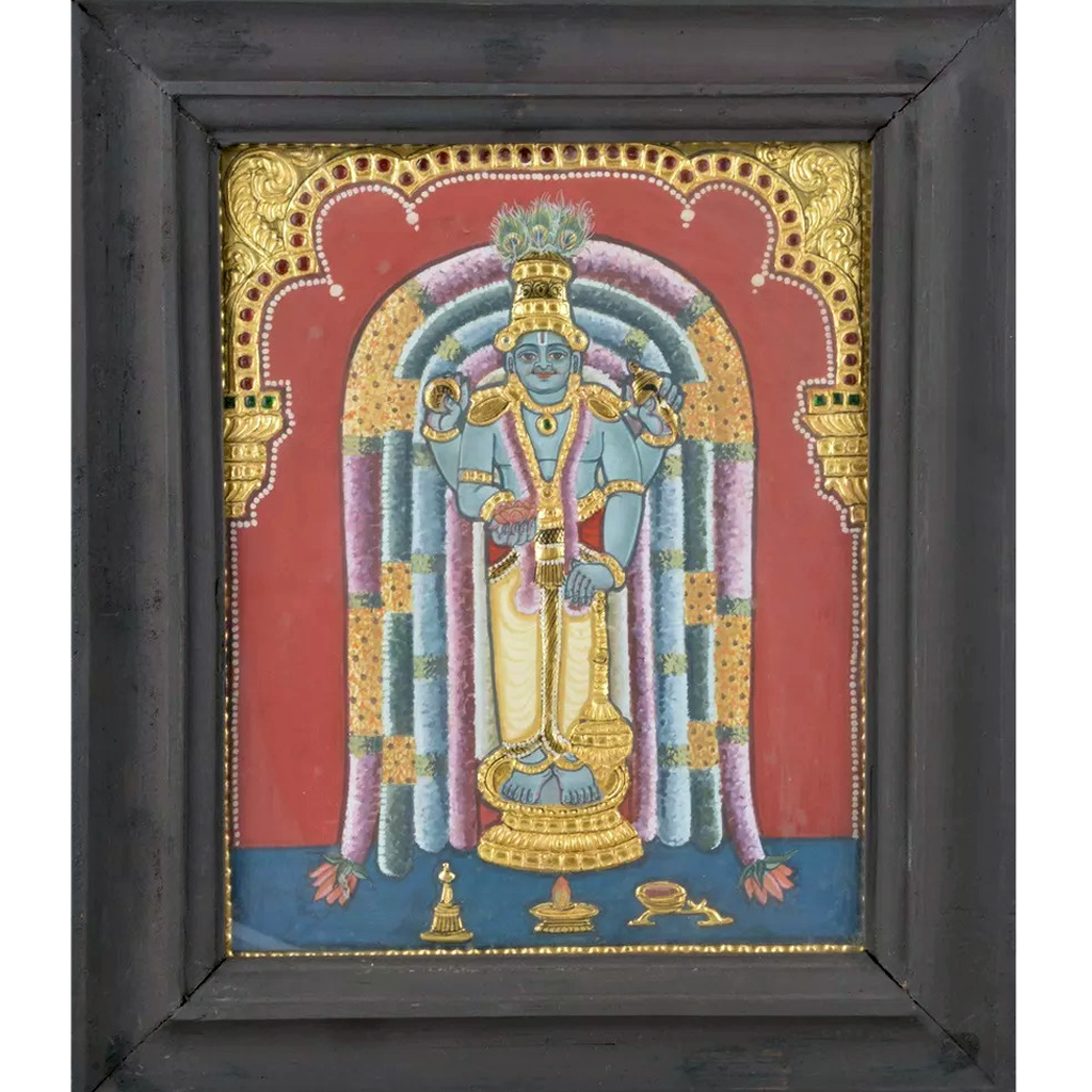 Mangala Art Guruvayoorappan Antique Indian Traditional Tamil Nadu Culture Tanjore Painting - 32x26cms (12.5"x10.5")