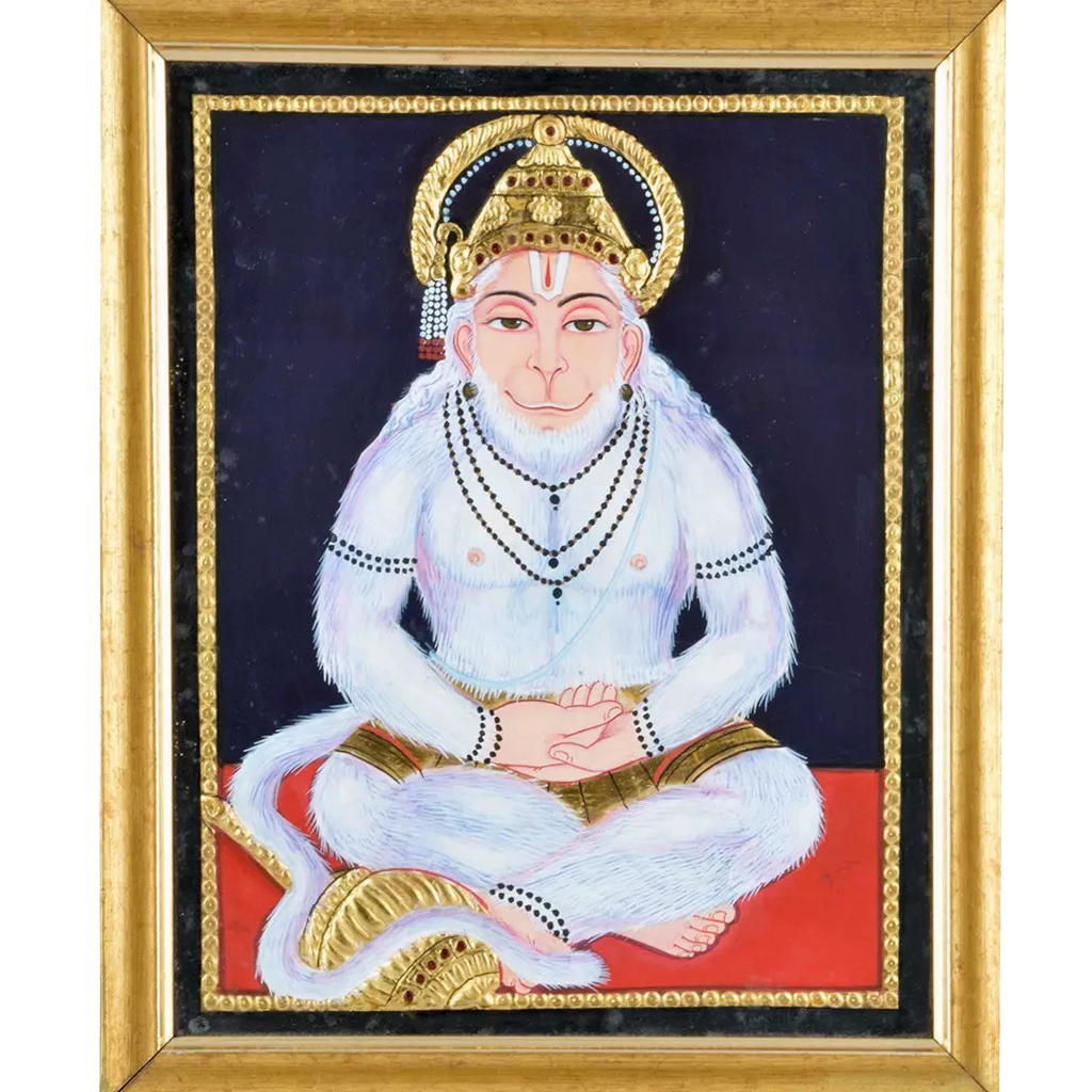 Mangala Art Hanuman Indian Traditional Tamil Nadu Culture Tanjore Painting - 23x28cms (9"x11")