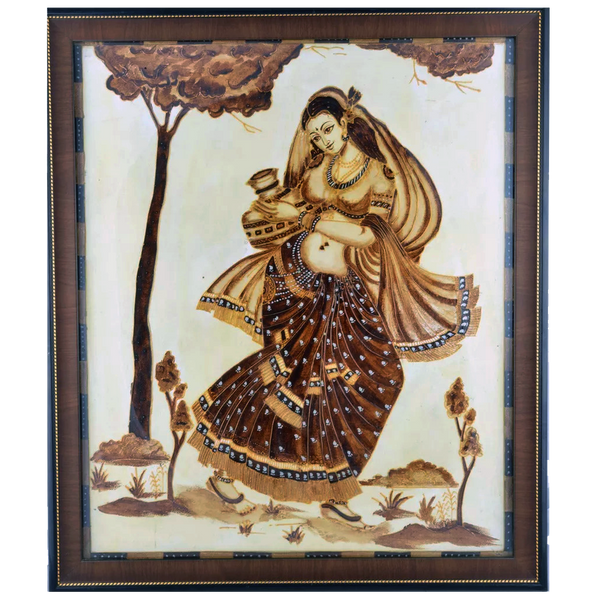 Mangala Art Lady Coffee Powder Wall Decor Painting (24 x 21 inches)