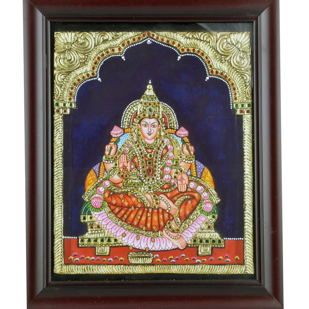 Mangala Art Lakshmi Indian Traditional Tamil Nadu Culture Tanjore Painting - 25x30cms (10"x12")