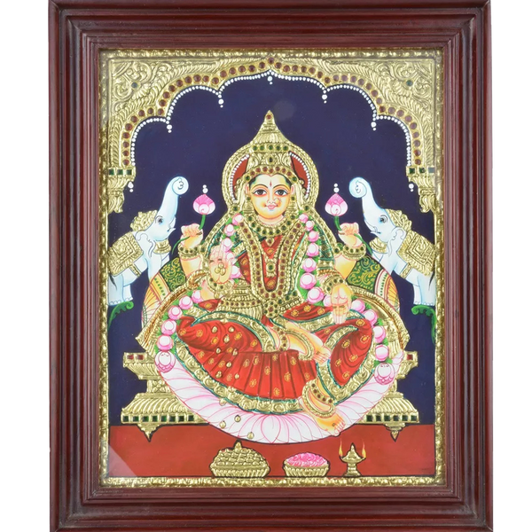 Mangala Art Lakshmi Indian Traditional Tamil Nadu Culture Tanjore Painting - 43x35cms (17"x14")