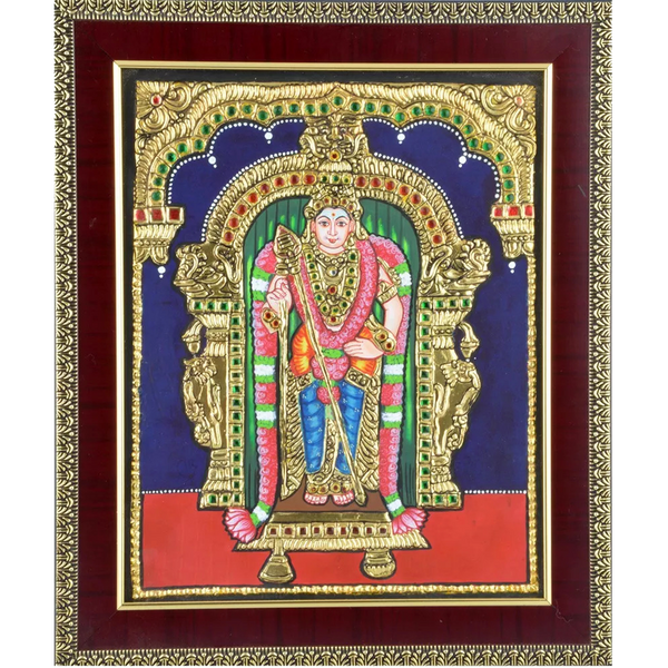 Mangala Art Murugan Indian Traditional Tamil Nadu Culture Tanjore Painting - 25x30cms (10"x12")