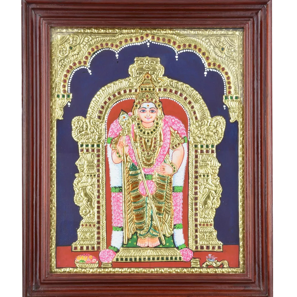 Mangala Art Murugan Indian Traditional Tamil Nadu Culture Tanjore Painting - 43x35cms (17"x14")