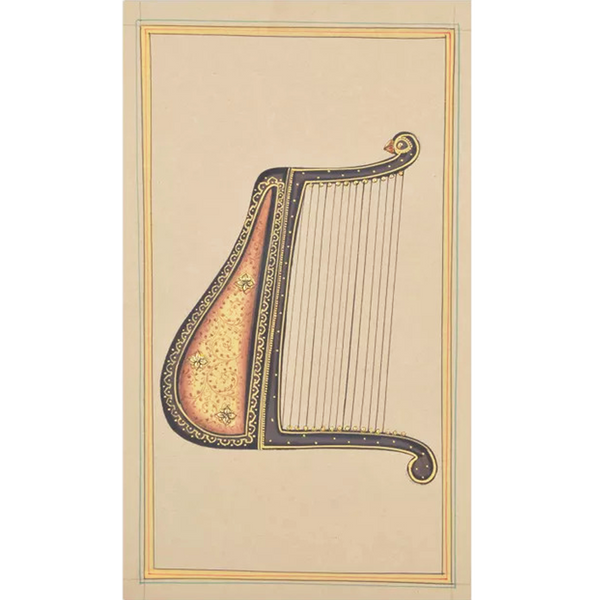 Musical Harp Paper Gold Paint Tanjore Artwork  Wall Decor