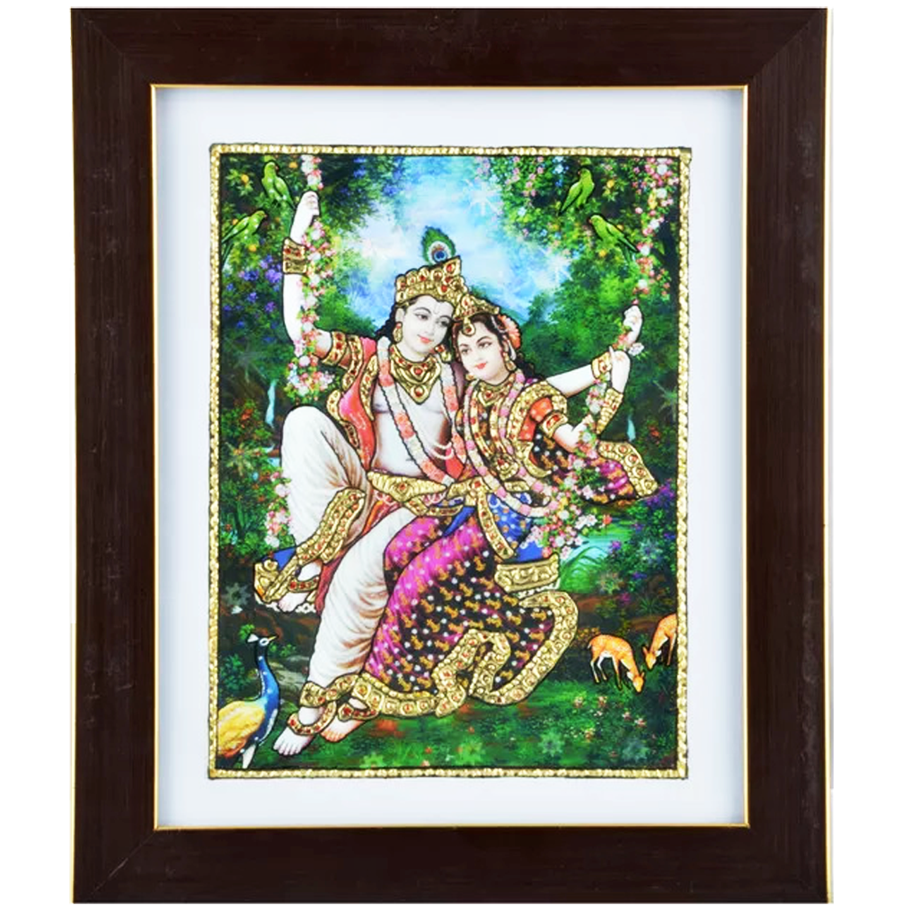 Mangala Arts Oonjal Krishna Acrylic Base Tanjore Painting