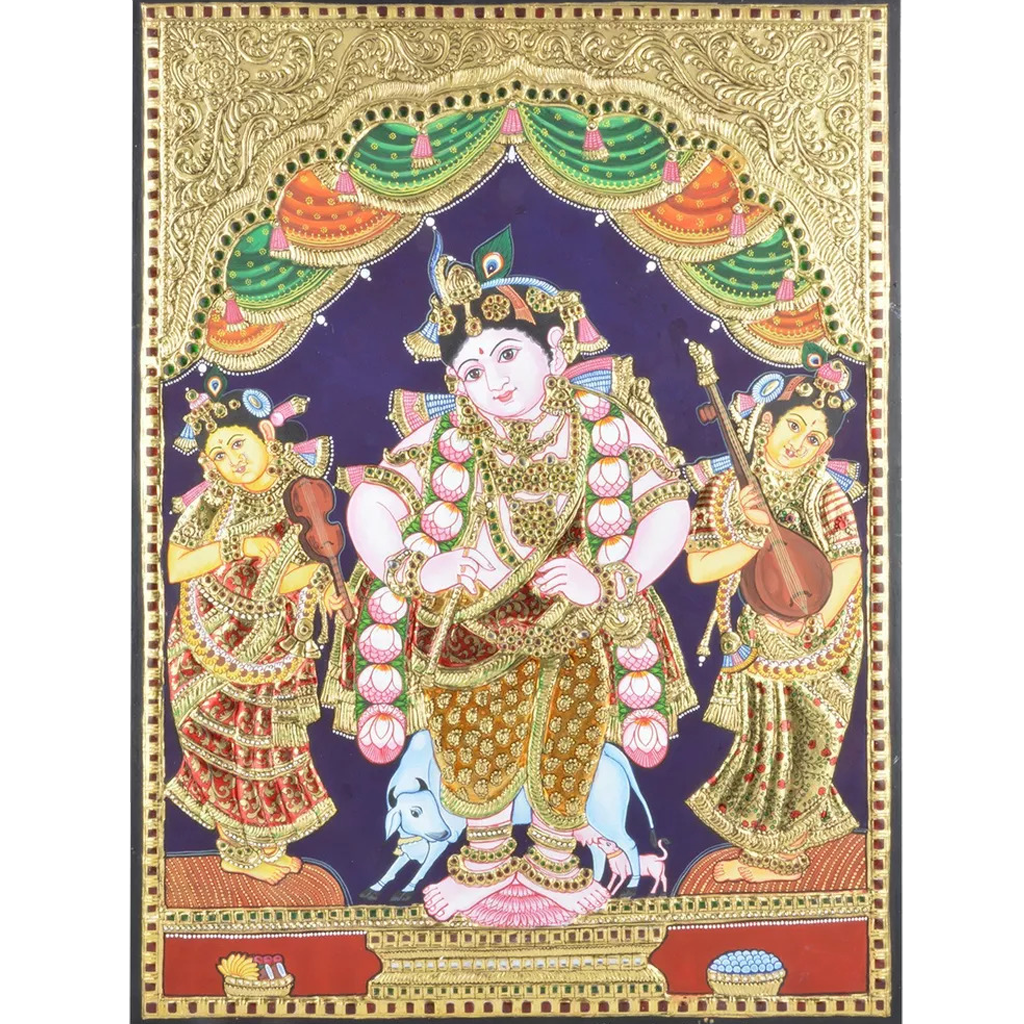Mangala Arts Standing Krishna Tanjore Painting
