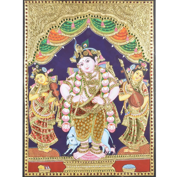 Mangala Arts Standing Krishna Tanjore Painting