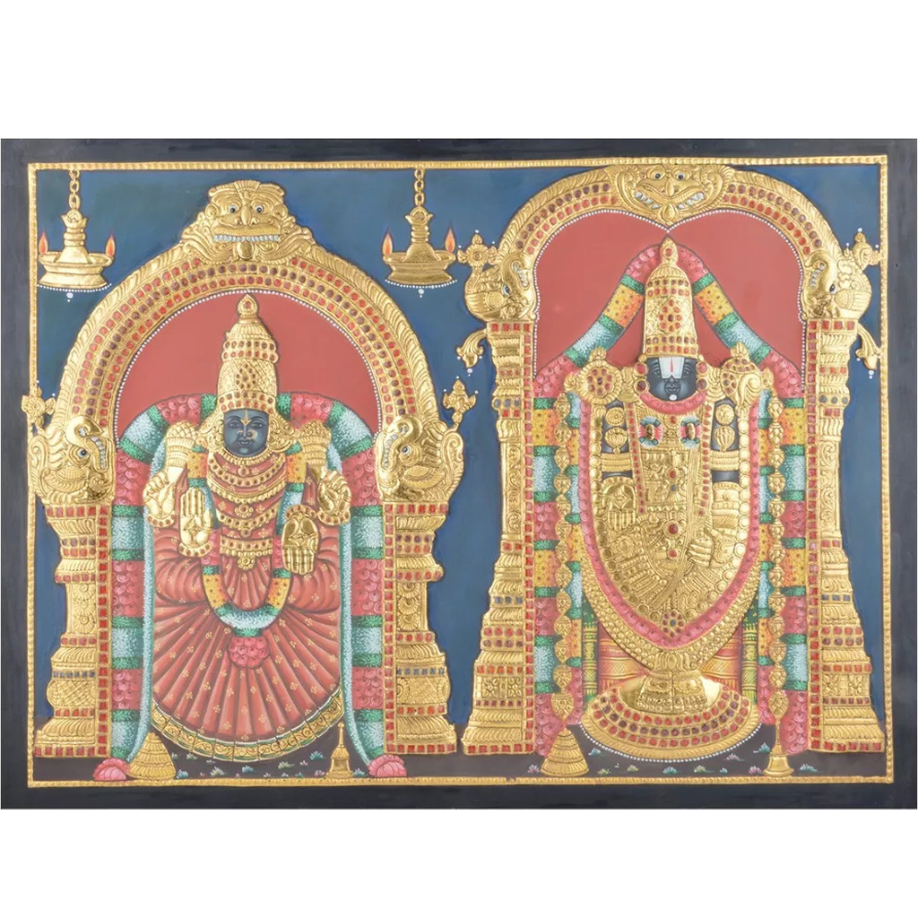 Mangala Art Thayar Balaji Indian Traditional Tamil Nadu Culture Tanjore Without Frame Painting - 61x46cms (24"x18")